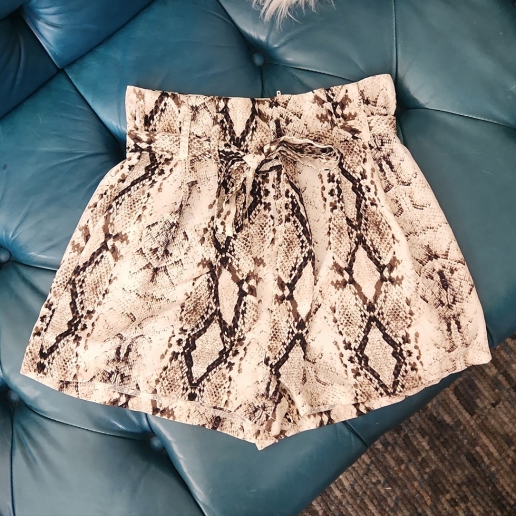 She + Sky High Waist Snake Print Shorts